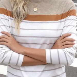 Striped Tan and White Women's Top